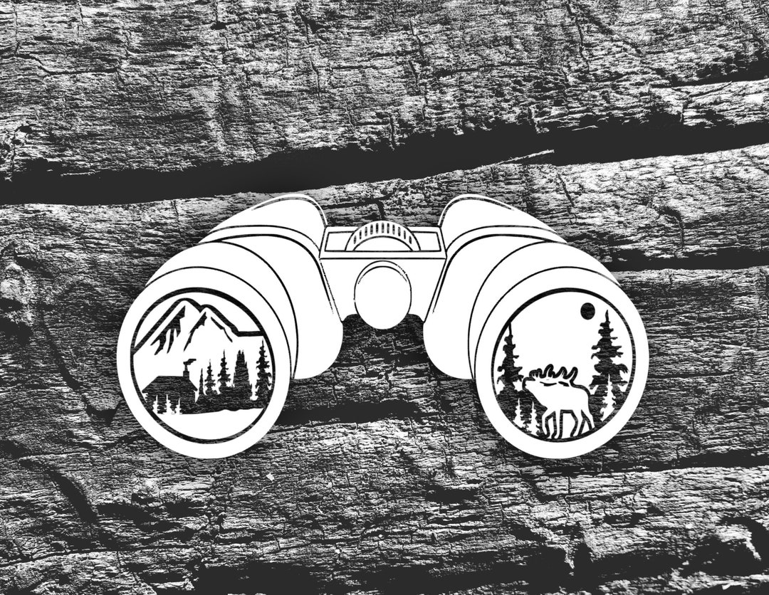 Binocular With Elk and Cabin Decal, Elk Decal for Car, Cabin Decal for