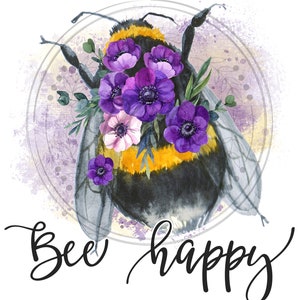 Bee Happy PNG/Sublimation Design/Instant Download