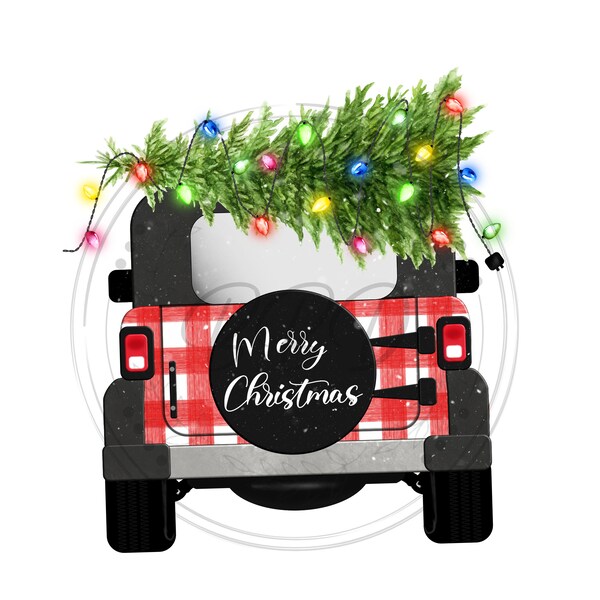 Merry Christmas Vehicle/PNG/Red Plaid Sport Vehicle/Sublimation Digital download/Off-road design