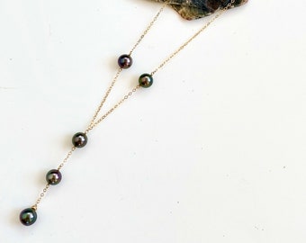Five Tahitian Pearl Necklace "Wailele" (waterfall)