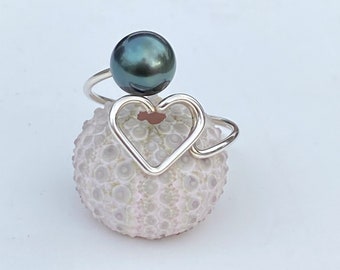 Tahitian Pearl Heart Ring