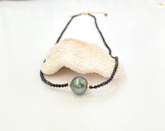 Tahitian Pearl with Black Spinel Necklace