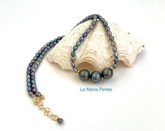 Fresh T with 3 Tahitian Pearls
