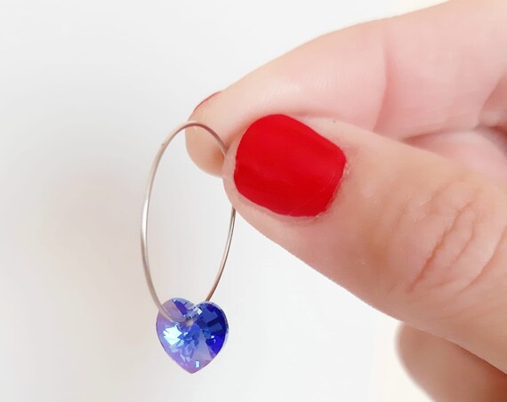 Pendientes hipoalergénicos de acero y cristal de swarovski: azulón