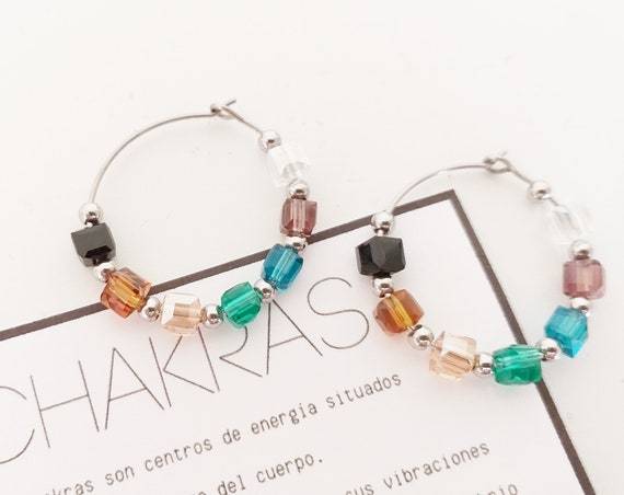 Pendientes acero chakras crystal therapy