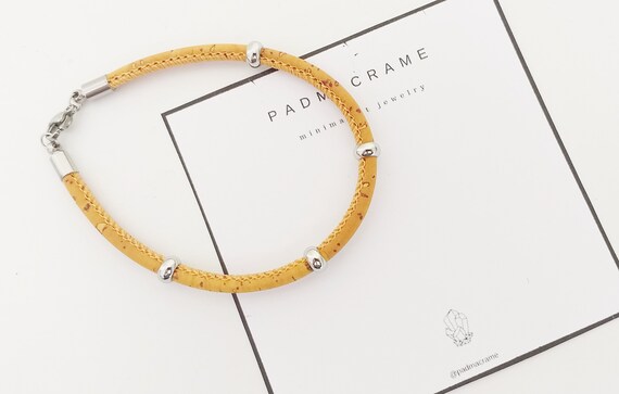 Pulsera de corcho: color amarillo-ocre