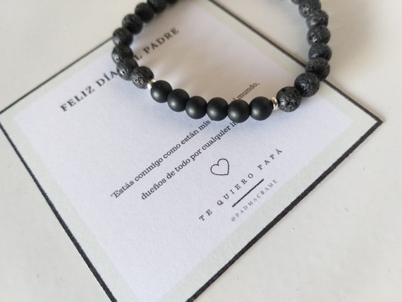 Pulsera protectora piedra lava y ónix mate