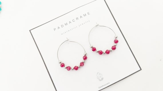 Pendientes acero crystal therapy: rojo oscuro