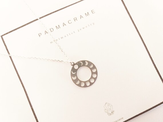 Collar fases lunares de plata de ley