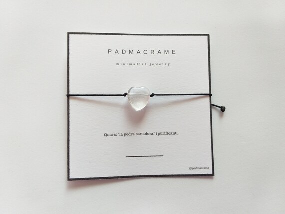 Pulsera corazón cuarzo blanco