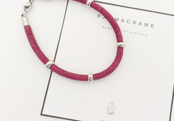 Pulsera de corcho: color vino