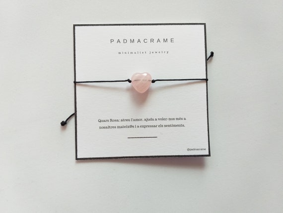 Pulsera corazón de cuarzo rosa