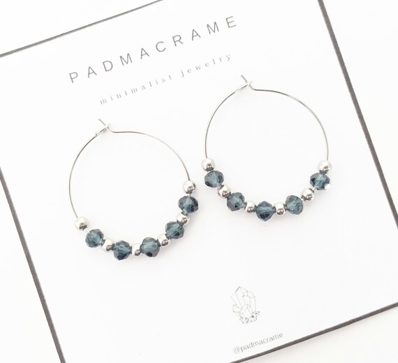 Pendientes acero crystal therapy: gris oscuro