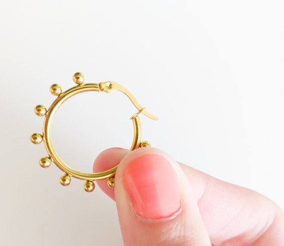 Pendientes aro acero dorado