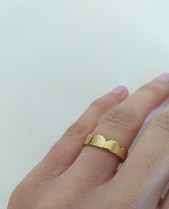 Anillo corona acero dorado