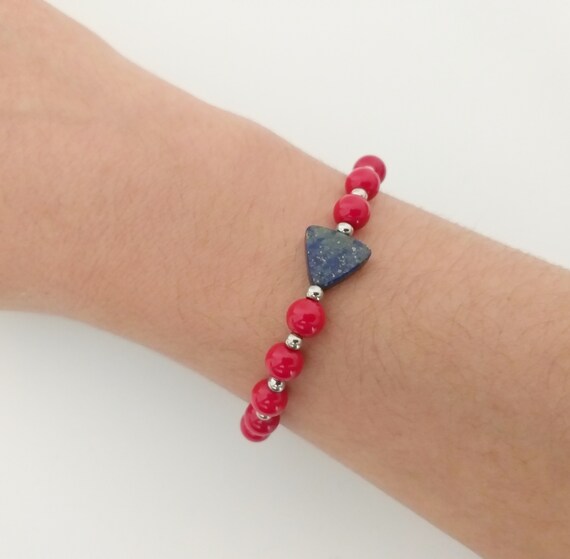 Pulsera proteccion: coral & lapislázuli