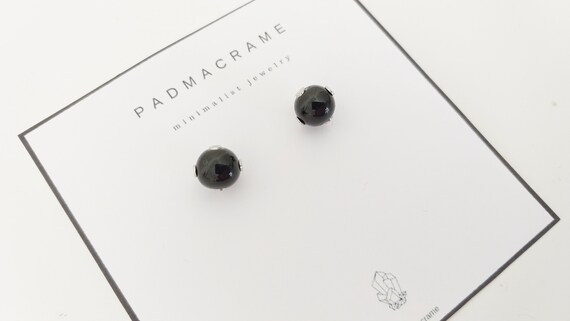Pendientes de acero y ónix