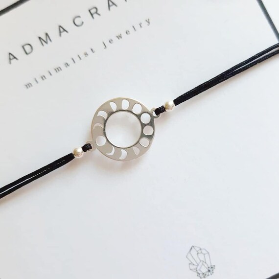 Pulsera de plata de ley fases lunares