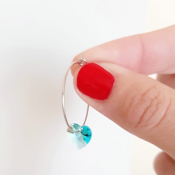 Pendientes hipoalergénicos de acero y cristal de swarovski: turquesa