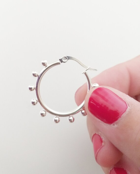 Pendientes acero aros bolitas