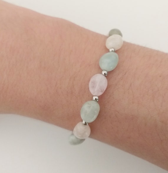 Pulsera elástica de morganita: amor y calma