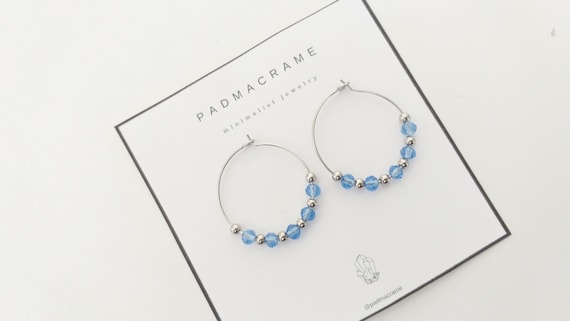 Pendientes acero crystal therapy: azul clarito
