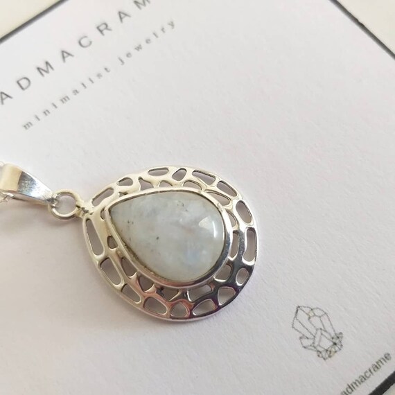 Collar piedra luna de plata de ley