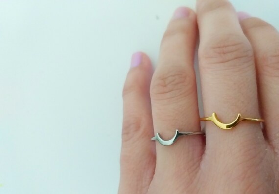 Anillo luna acero/acero dorado