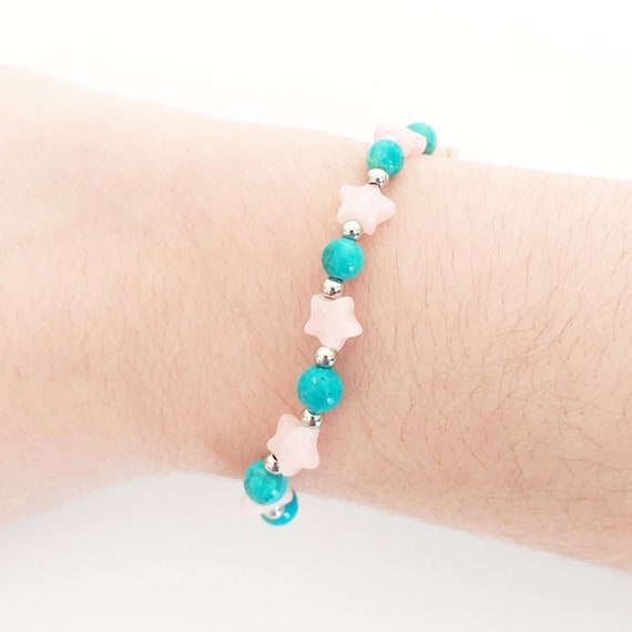 Pulsera protectora y recuperadora emocional: turquesa y rodocrosita.