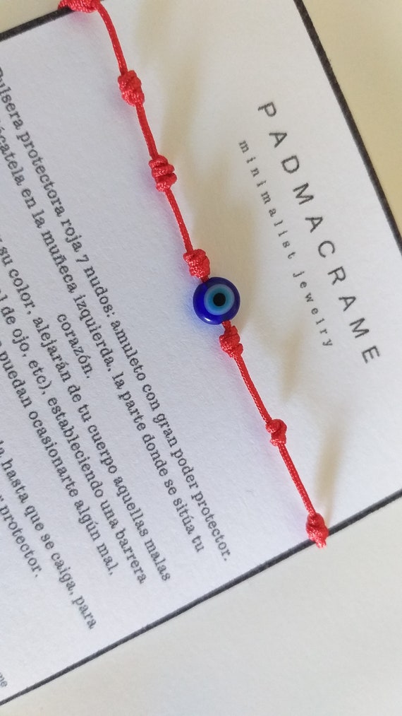 Pulsera roja protectora 7 nudos y ojo turco