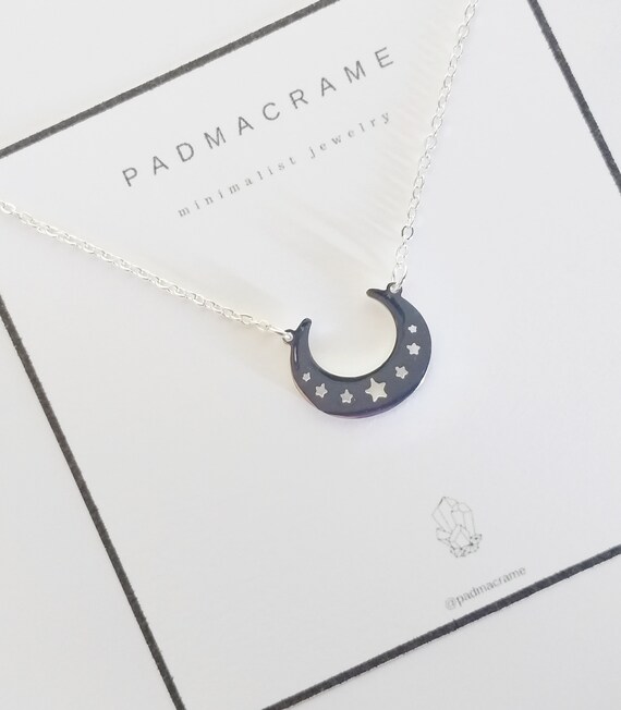 Collar moon de acero bañado en plata