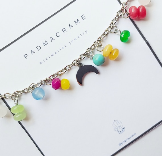 Pulsera luna de acero multiminerales