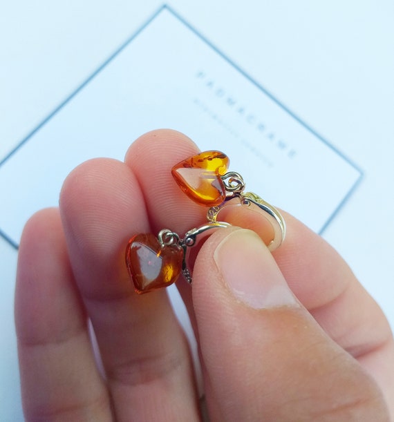 Pendientes aro plata de ley y ambar