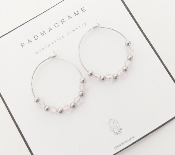 Pendientes acero crystal therapy: rosa clarito