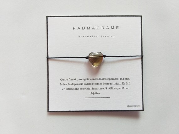 Pulsera corazón cuarzo ahumado