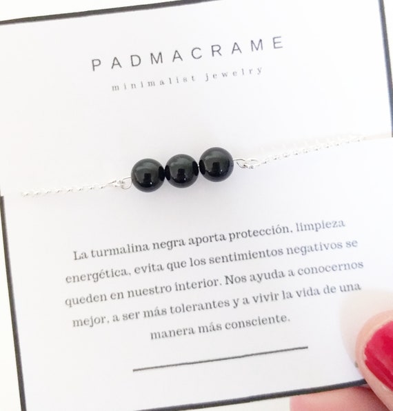 Pulsera de plata protectora turmalina negra