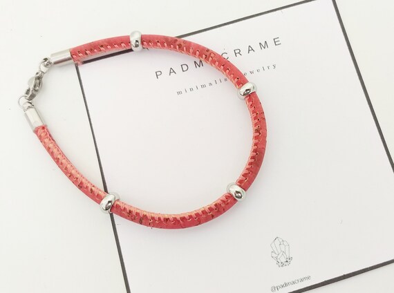Pulsera de corcho: color salmón
