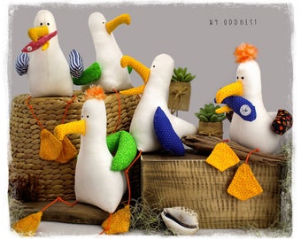 Tomston - The Seagull Sewing Pattern plush / PDF soft toy bird sewing pattern - Summer fun at the beach, Digital download