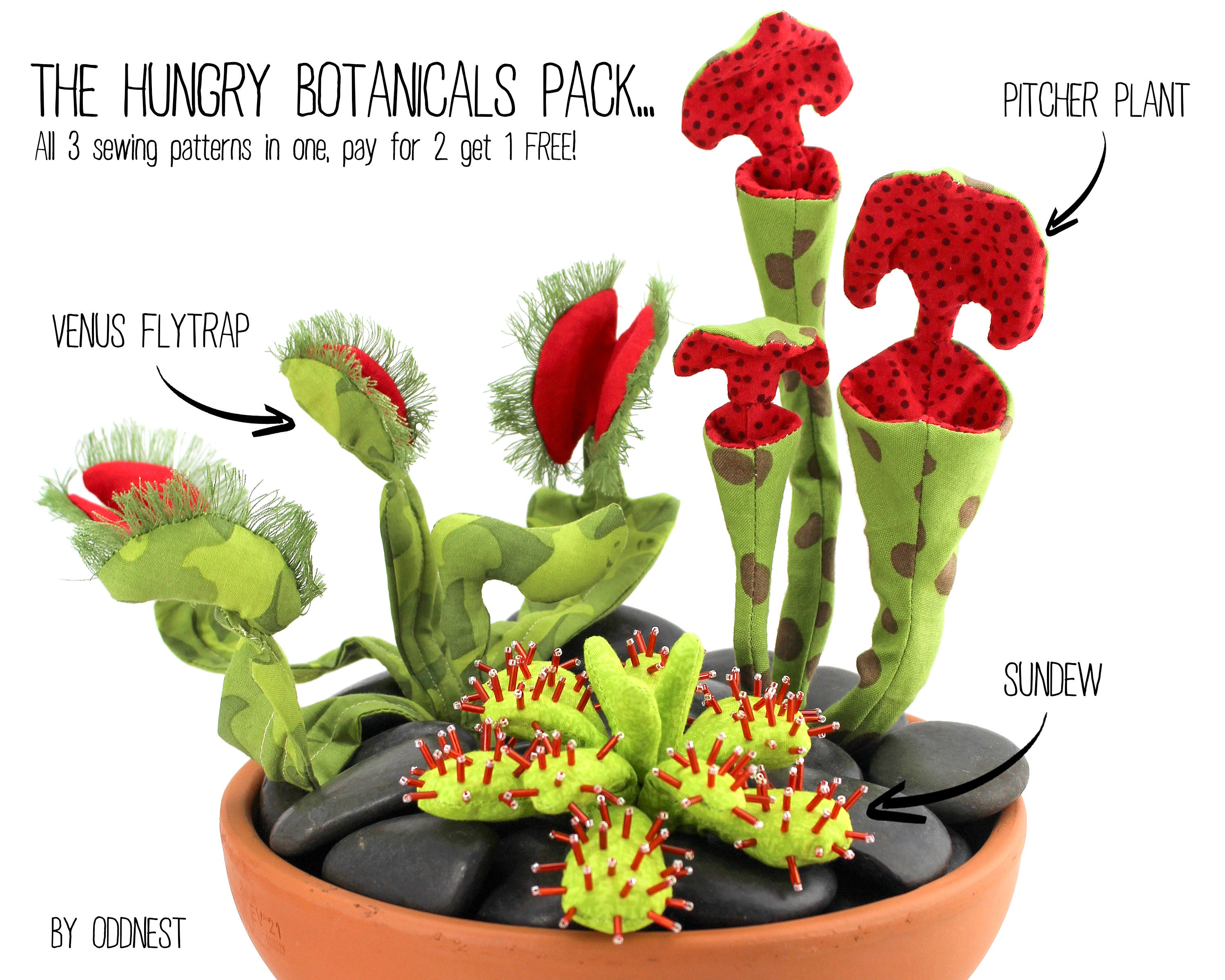 Carnivorous Plant Pack PDF Sewing Pattern • Flytrap, Pitcher Plant