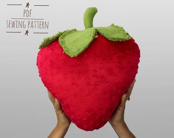 Giant Strawberry Pillow PDF sewing pattern / Digital download -  plush - berry soft toy - fruit cushion
