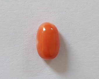 Natural Japanese Coral Cabochon: Reddish Orange Gemstone (10x6x5mm)