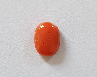 Reddish Orange Coral Cabochon: Natural Japanese Gemstone (9x7x3.5mm)