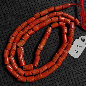 21&#39;Inch Genuine Coral Beads For Jewelry-Vintage Red Coral Beads-Mediterranean Red Coral Beads-100% Natural Italian Coral Tube Gemstone Beads