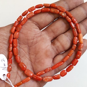 Untreated Red Coral Cabochons Beads-100%Natural Italian Red Coral Loose Beads-Mediterranean Sea Coral Beads-Coral Beads for Jewelry-16 Inch