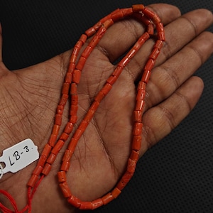 Vintage Antique Red Coral Beads-Mediterranean Red Coral Beads-100% Natural Italian Coral Tube Gemstone Beads-Genuine Coral Beads For Jewelry