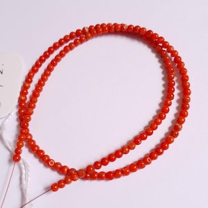 Italian Sea Mediterranean Red coral Round Beads 3.5&#39;mm  16inches 43.18cm Strand Natural Color, Genuine Coral Ball Beads.