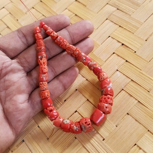 Red Coral Rondell Beads-100%Natural Italian Coral Beads-Antique Red Coral Beads-Mediterranean Sea Coral Beads-Coral Beads for Jewelry-9 Inch