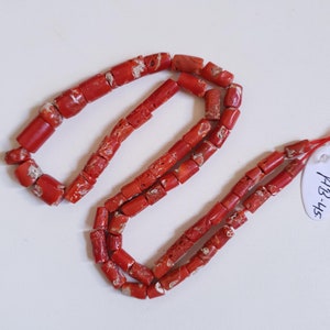 Vintage Coral Beads ! Mediterranean Red Coral Beads, 100% Natural Italian Red Coral Beads, Smooth Polished Coral Beads, 20-Inches.