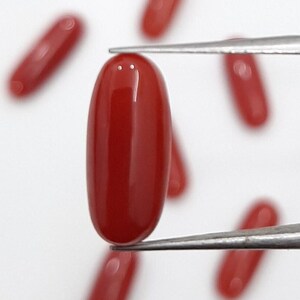 Natural Italian Dark & Deep Red Coral Cabochon Top Quality Mediterranean Coral Gemstone 8&quot;Piece Capsule Shape Coral For Jewelry Making