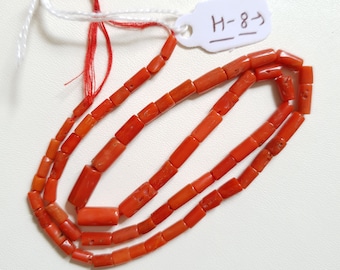 Perles anciennes de corail rouge italien vintage, perles de